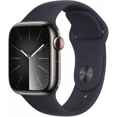 APPLE - Watch Series 9 GPS + Cellular 41mm Graphite Stainless Steel Case with Midnight Sport Band - M/L