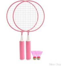 1 par barn barn badmintonracket + 2 st badmintonset utomhus fitness leksak a14 20 - Rosa