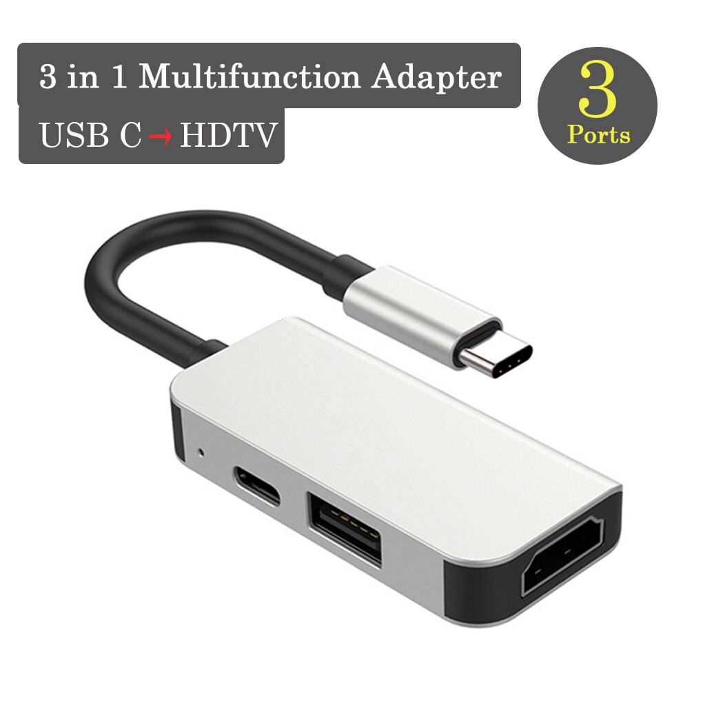Usb 3.1 hubb typ-c till hd+usb adapter 3- i -1 multifunktionell laptop splitter omvandlardocka
