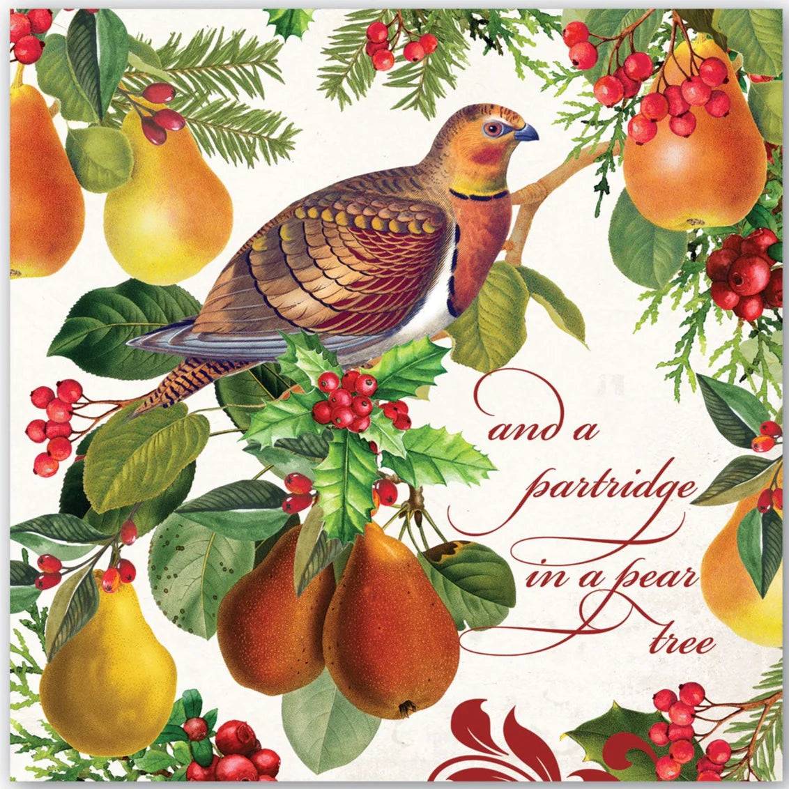 Kaffe servietter In a Pear Tree - Luksus Juleservietter | Michel Design Works.