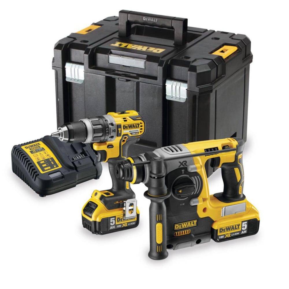 DeWalt DCK207P2T-QW 18 V XR verktygspaket / slagborrskruvdragare och SDS-Plus-borrhammare
