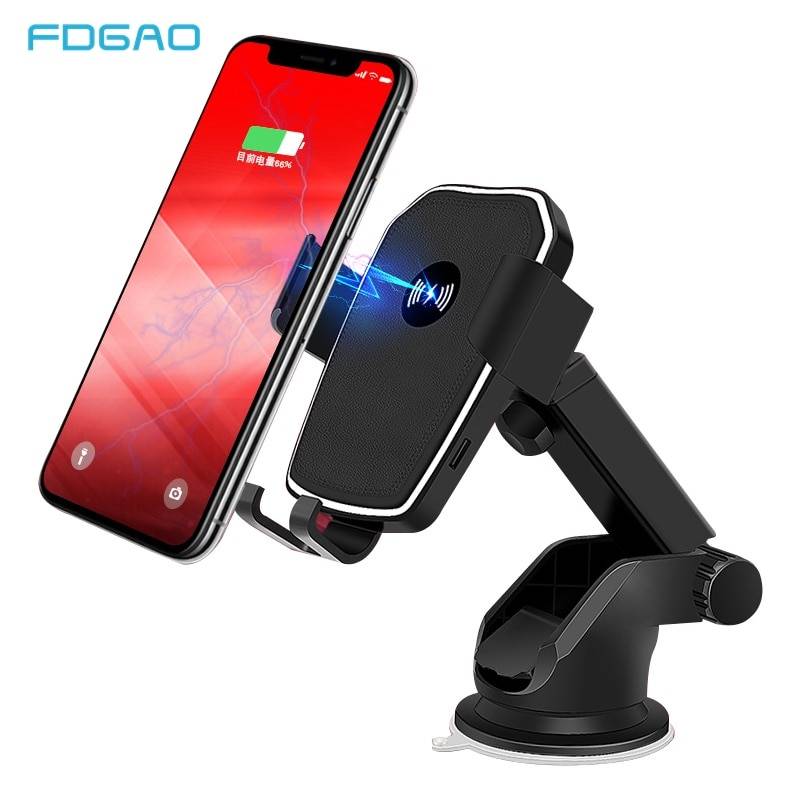 Fdgao qi bilfäste trådlös laddare för iphone 11 pro x xr xs max 8 samsung s10 s20 note 10 9 10w snabbladdning biltelefonhållare - Stativ för luftventiler