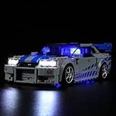 YEABRICKS LED-ljus för Lego-76917 Speed Fast 2 Furious Nissan Skyline GT-R byggklossmodell (Lego-set ingår inte)