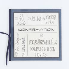 Invitation til konfirmation med magnet 10,5 x 10,5 cm, blå