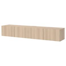 BESTÅ tv-bänk med dörrar, vitlaserad ekeffekt/Lappviken vitlaserad ekeffekt, 240x42x38 cm