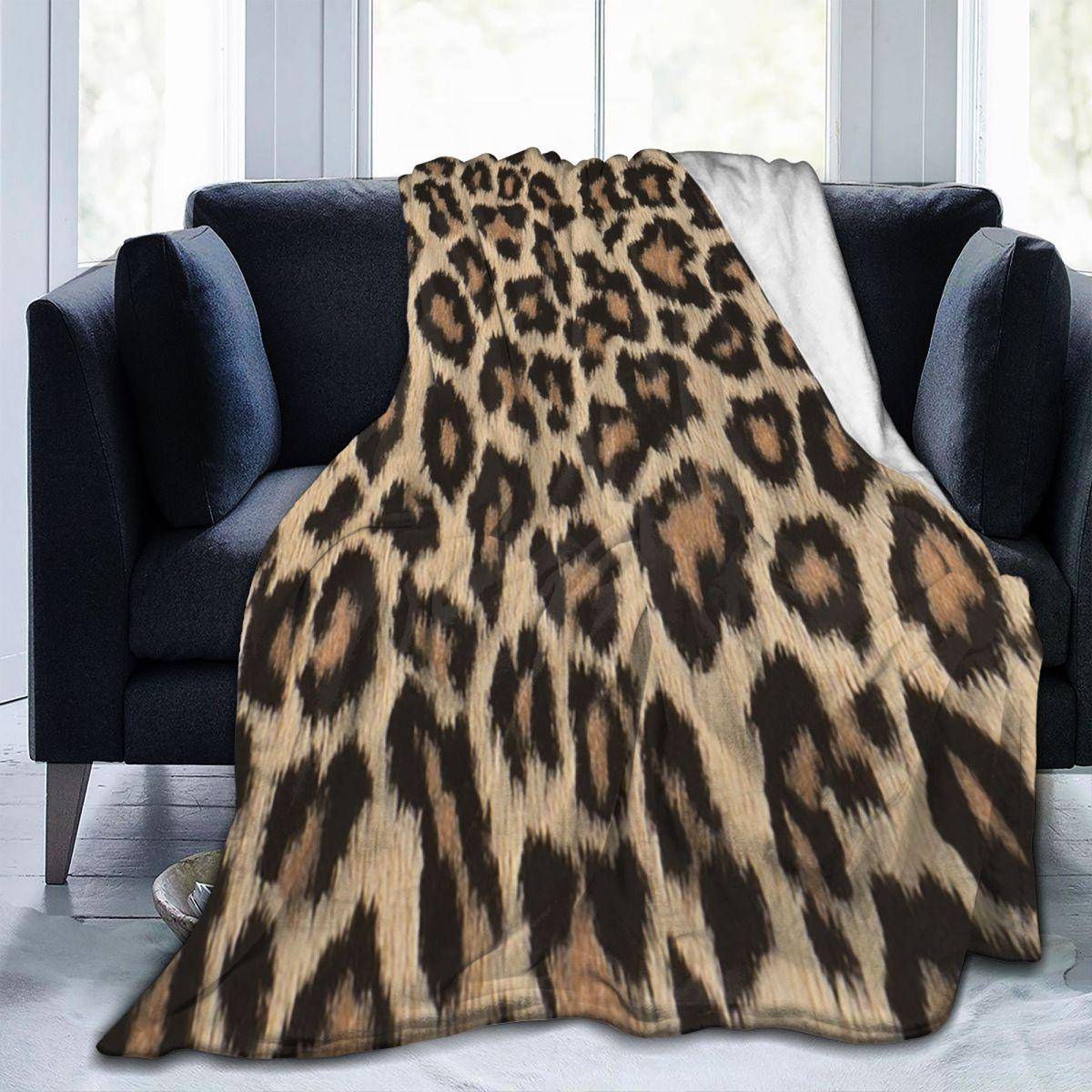 Leopardmönster Traditionella Färger Filt Fleece Soffa Kastfilt Varm för Hem Sovrum Kontor Kasta Över Sängöverkast Täcke beige