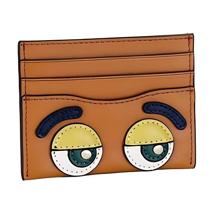 Coach Card Case ies Series 10 Dreamie Winking Character Multi-Slot Leather Wallet Mini Men Wallets Canyon-Red CC127-NSN Basic Set (Bag+Dust Bag)
