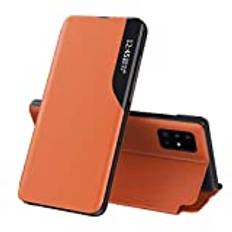 Custodia® Synligt sidofönster stativ funktion vikbart fodral kompatibelt med Samsung Galaxy S20 FE 5G/Samsung Galaxy S20 FE 4G/Samsung Galaxy S20 Fan Edition/Samsung Galaxy S20 Lite (orange)