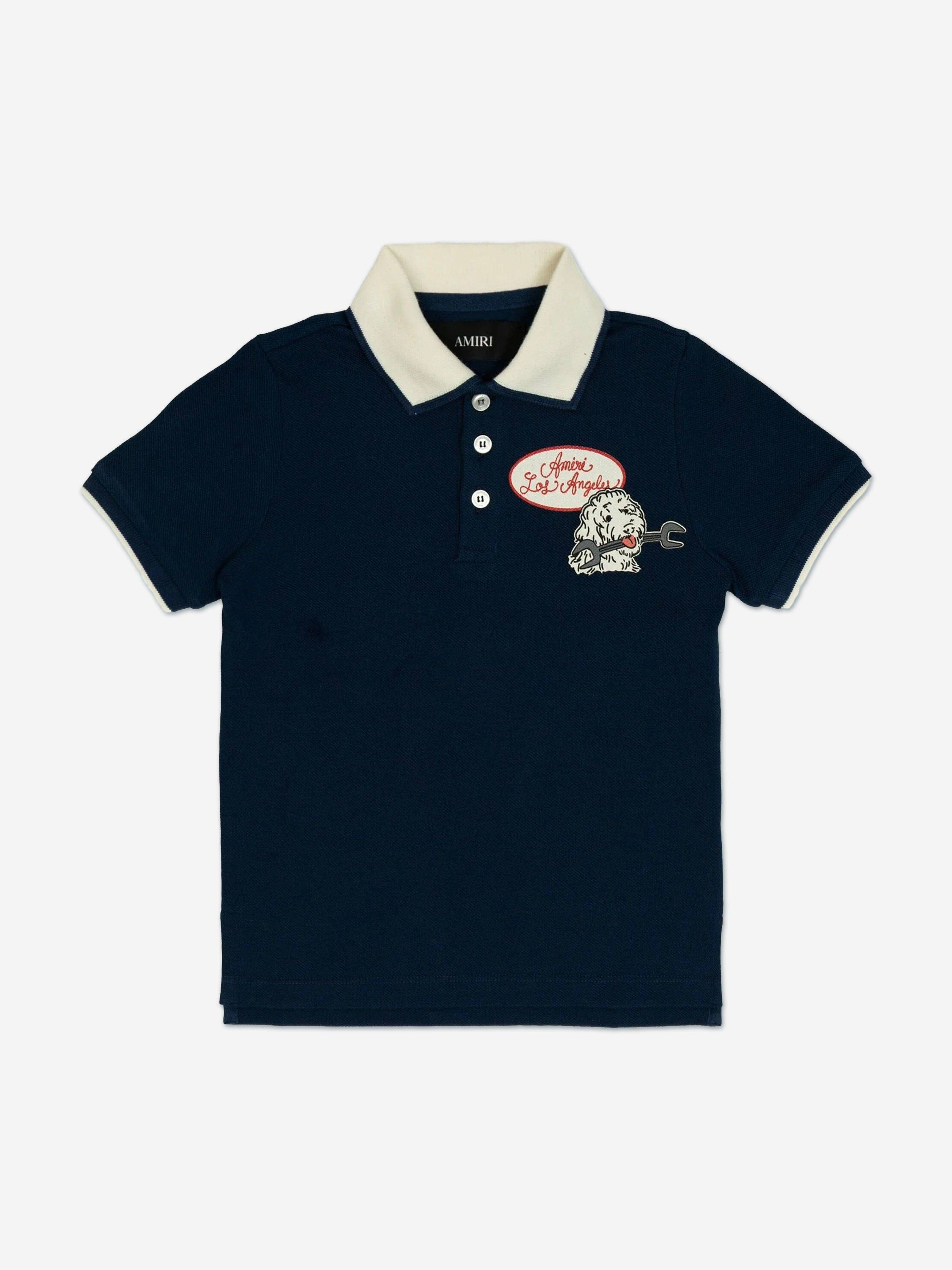 Amiri Boys Station Patch Polo Shirt in Navy - Navy / 8 Yrs (8 Yrs)