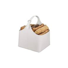 Träkorg Imiterat läder Cream White