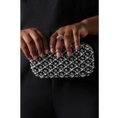 Maldives Pearl Diamante Detail Hard Clutch Bag, Black - One Size