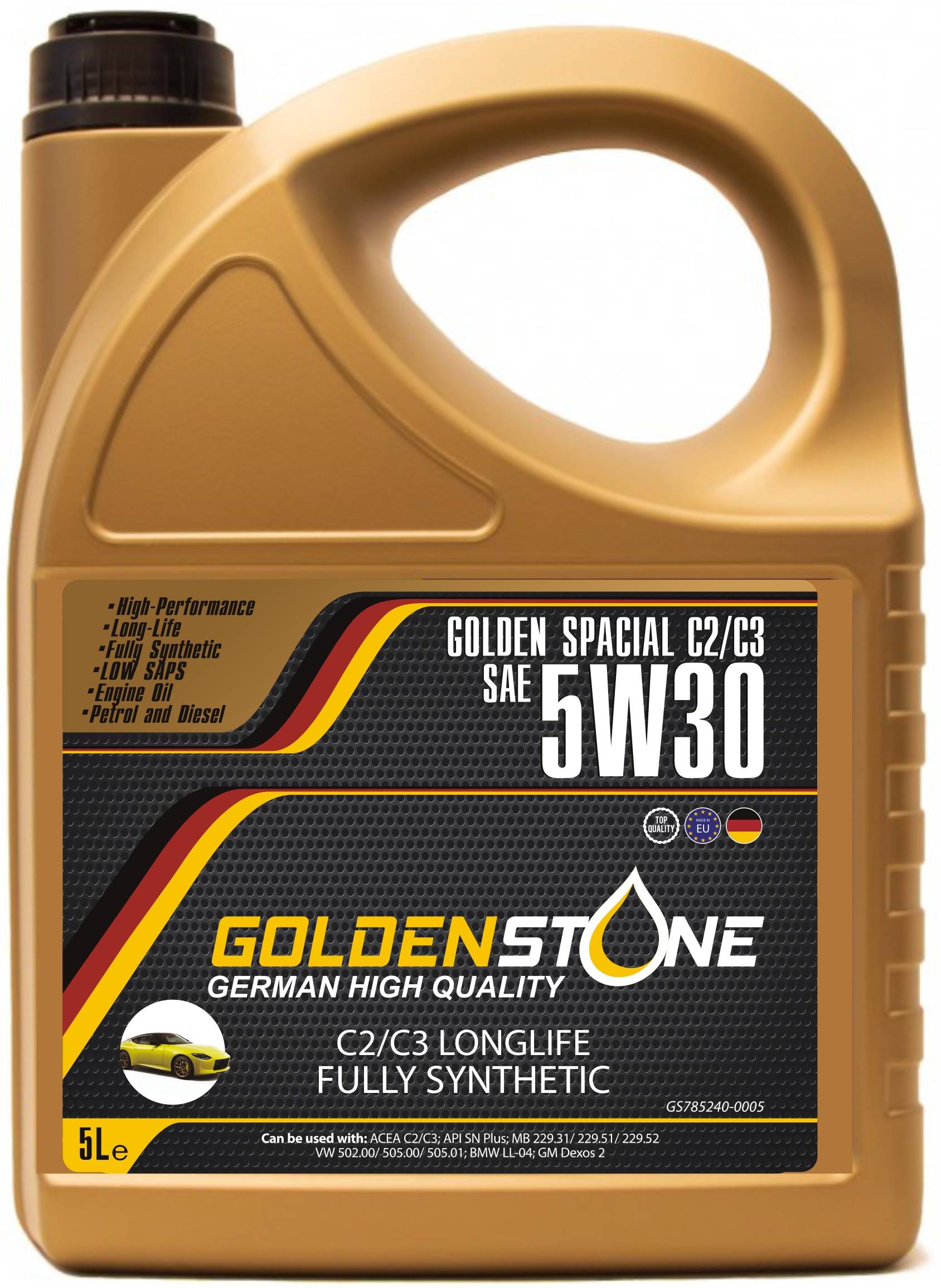 Goldenstone motorolie 5W30 C2/C3 LongLife 5liter.
