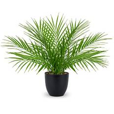 Oairse 40,6 cm konstgjord växt i kruka konstgjord palm dekoration modern konstpalm konstgjorda växter plast växtdekoration för vardagsrum balkong sovrum badrum rum bordsdekoration, svart