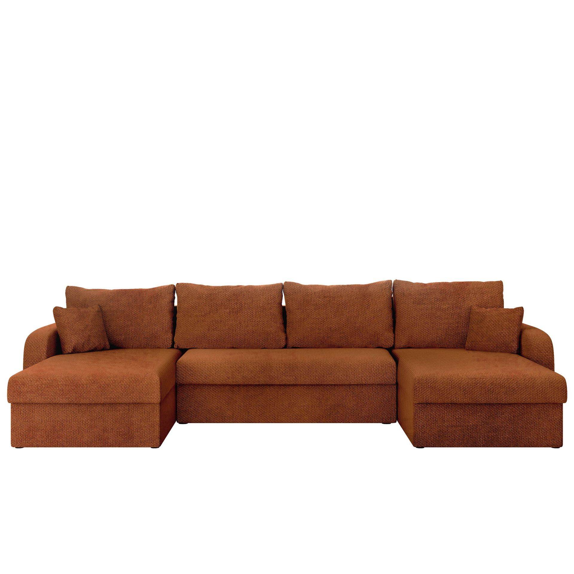 Alvared U-formad 5-sits Bäddsoffa med förvaring - Rostorange Hörnbäddsoffa Orange