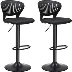 Barstol 2-pak. Justerbar Højde Sort 59-81 cm