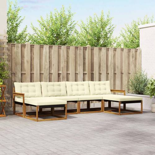 Utomhussoffset med kudde 6 pcs Naturlig och Grädde