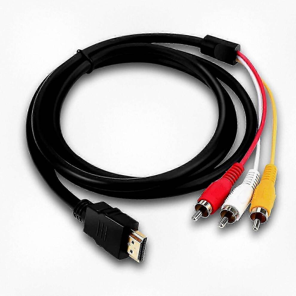 HDMI to RCA AV Cable, 1080p HDMI to 3 RCA Converter for TV DVD Box, 1.5m Audio Video Adapter with Red White Yellow Connectors_CDA