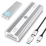 iDiskk 40 Gbps Thunderbolt NVMe-hölje, aluminium externt M.2 NVMe SSD-hölje för Thunderbolt 3/4, USB4/3.2/3.1/3.0-enhet, stödstorlek 2280 M&B+M-Key PCIe, upp till 2800 MB/s, inbyggd kylfläkt