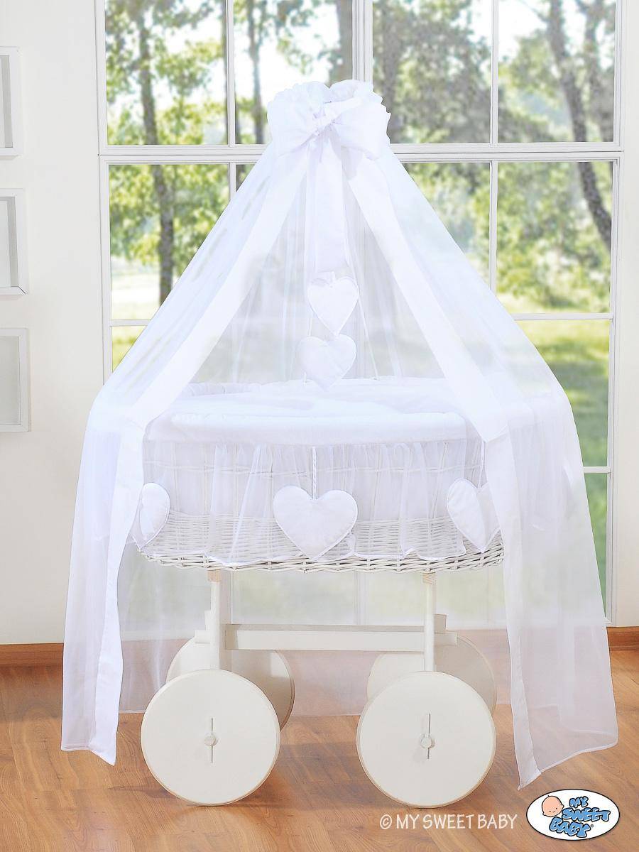 Moses Basket with Canopy Deluxe - Amelie White
