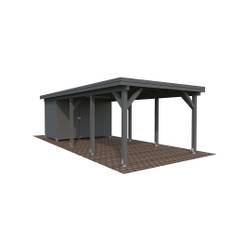 Palmako Karl carport med redsskabsrum malet grå 23,1 m2