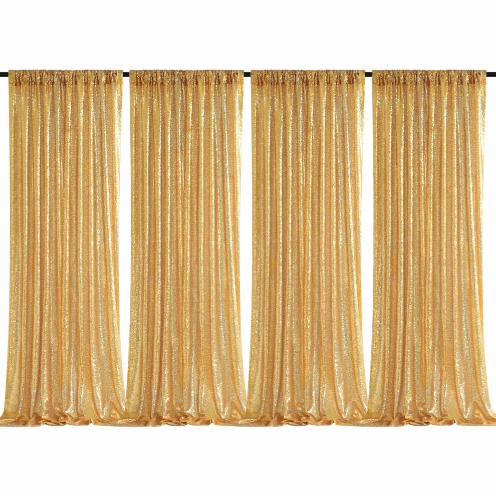 B-cool sequin baggrund gardin guld gardiner 4 paneler 2ftx8ft glitter skimmer stof glitrende gardiner til baggrund bryllup banket nytårsfestdekor
