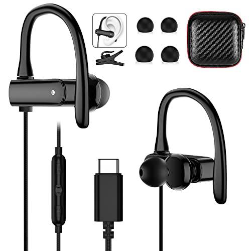 USB C-hörlurar för Samsung A33 A53 S21 FE S20 FE S22, trådbundna sporthörlurar med mikrofon typ C ljudisolerande hörlurar för iPad Pro Pixel 6a Mi 11T Pro Oneplus