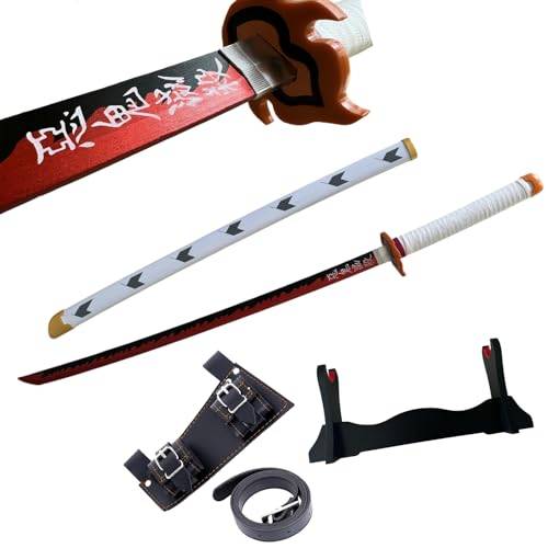 Dfdvye Cosplay-animesvärd - demondödarsvärd 100 cm med svärdstativ och bälte, katana-replika av svärd, perfekt för cosplay, anime, originaltextur, scenframträdande och som present