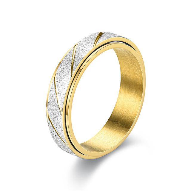 Mode 6mm Frostat Rostfritt Stål Spinner Ångestring För Kvinnor Män Roterbar Anti Stress Fidget Ring Par Smycken Gåva 8