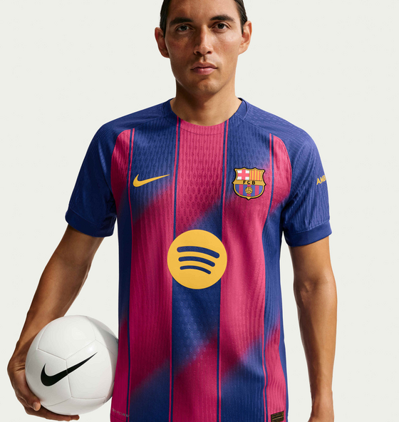 Nike Men's Dri-fit Adv Soccer Authentic Jersey Fc Barcelona 2025/26 Match Home Fanshop Fotboll Deep Royal Blue/noble Red/noble Red/midwest Gold - Medium