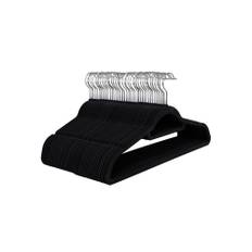 Bøjler m. Velour, Sort, 50 Stk.