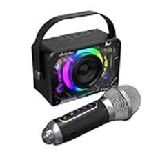 Boddceto Bluetooth-Högtalare för Hemmasång, Bärbar Bas Trådlös Karaoke-Högtalare Mikrofon Hem Ktv-Set Svart
