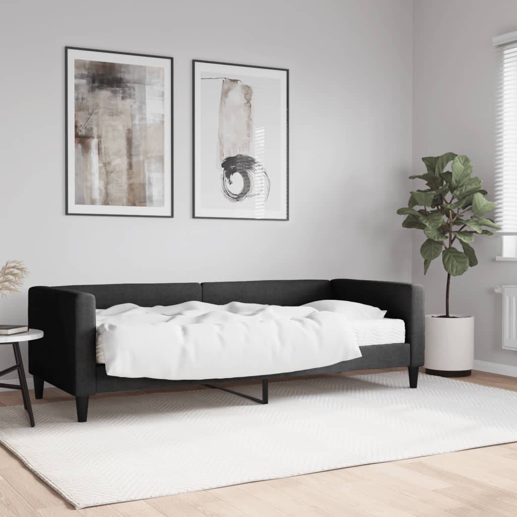 vidaXL Dagbädd med madrass svart 80x200 cm tyg