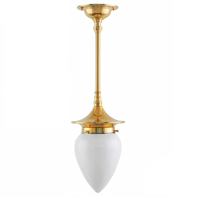 Loftslampe - Dahlbergspendel 80 messing, opalhvid dråbe - 35 cm