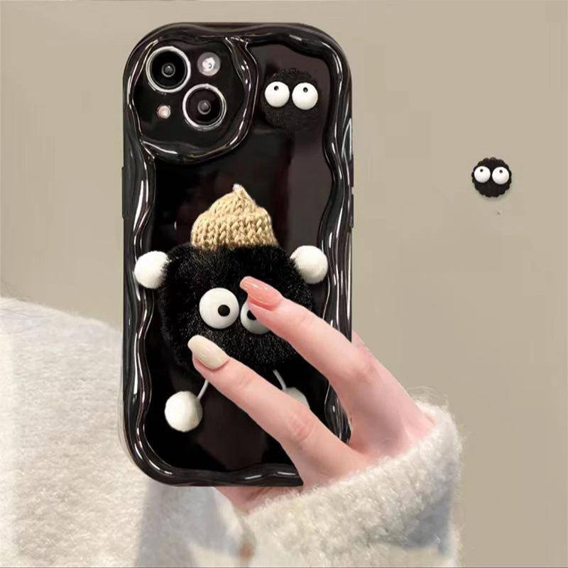 Applicable To IPhone 16 Mobile Phone Case Plush Briquette Doll Apple 15 Promax Protective Case 14 High-end Sense iPhoneSE 2022