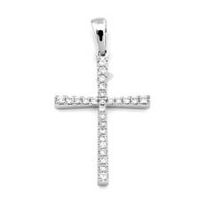 Kors i 18K Vitguld med 0.15ct TW/SI Diamanter - MSG08W