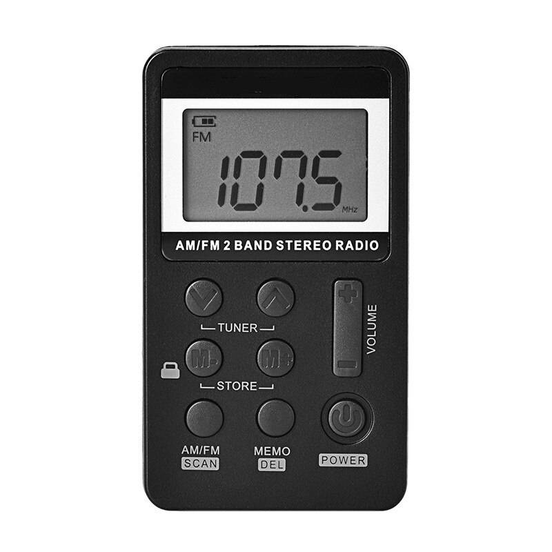 Personlig digital am fm -radio, am fm kompakt transistorradio inbyggd antenn med hörlurar för promenadjogging