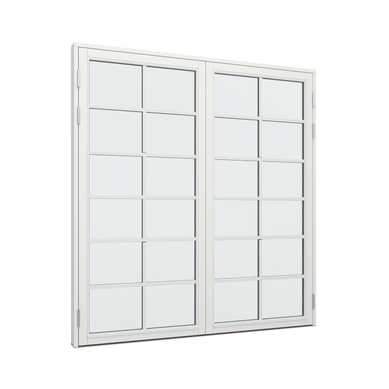 Dobbelt terrassedør med 2x6 glasfelter i hver dør