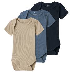 Name It Bodyer k/æ - Rib - Noos - NbnBody - 3-pak - China Blue - Name It - 1½ år (86) - Body K/Æ