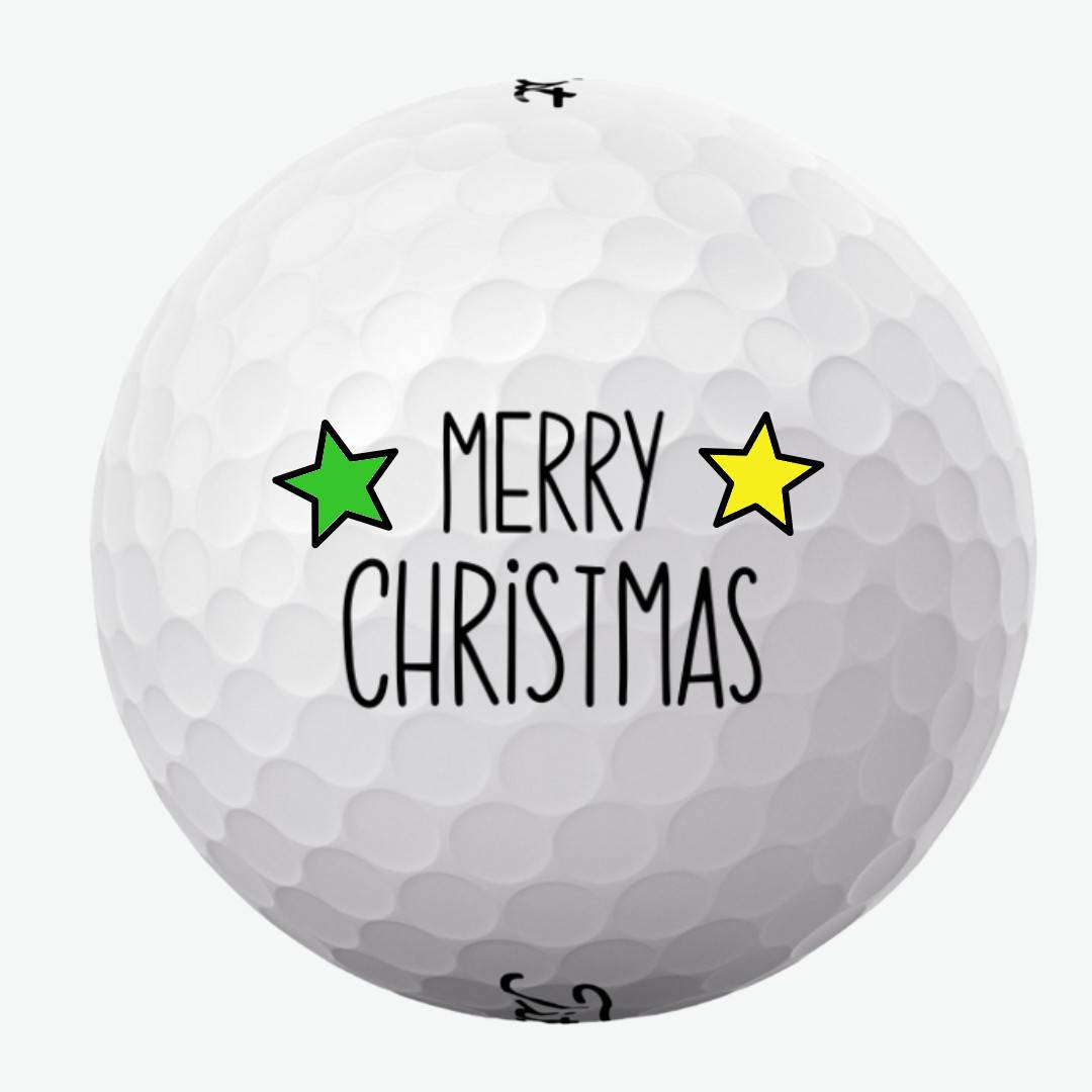 Golfbolde med Merry Christmas og stjerner