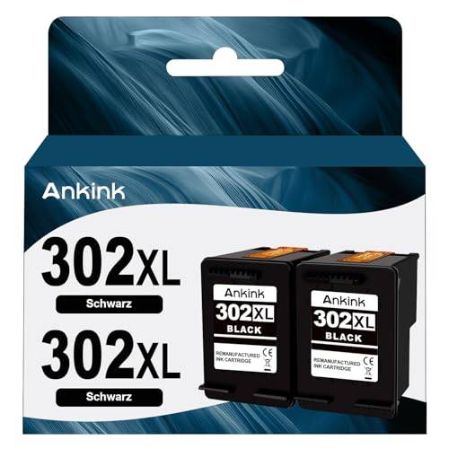 ANKINK 302XL Druckerpatronen Ersatz für HP 302 XL Schwarz 2er-Pack | Tintenpatrone Patrone für 1110 2130 3630 3632 3634 3636 3639 4520 4522 4523 4524 4525 4526 4528 3830 3831 3833 Drucker