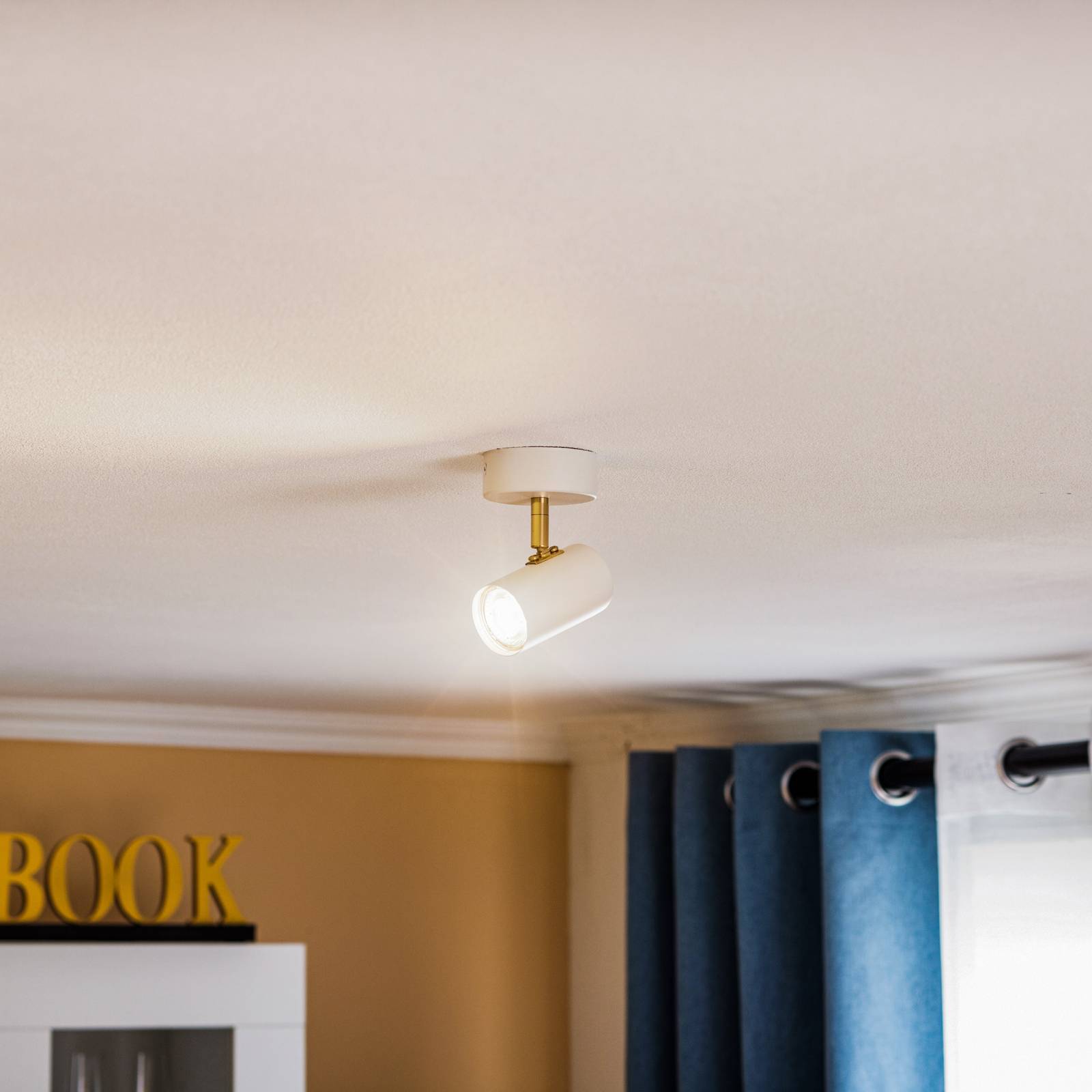 Takspotlight Lund i vitt, 1 lampa Argon, dimbar, Vitt / opal, Vardagsrum / matsal, Metall, Modern, Halogen spots