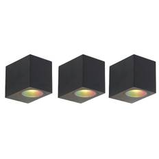 Set med 3 smarta vägglampor Svarta GU10 50mm IP44 - Baleno
