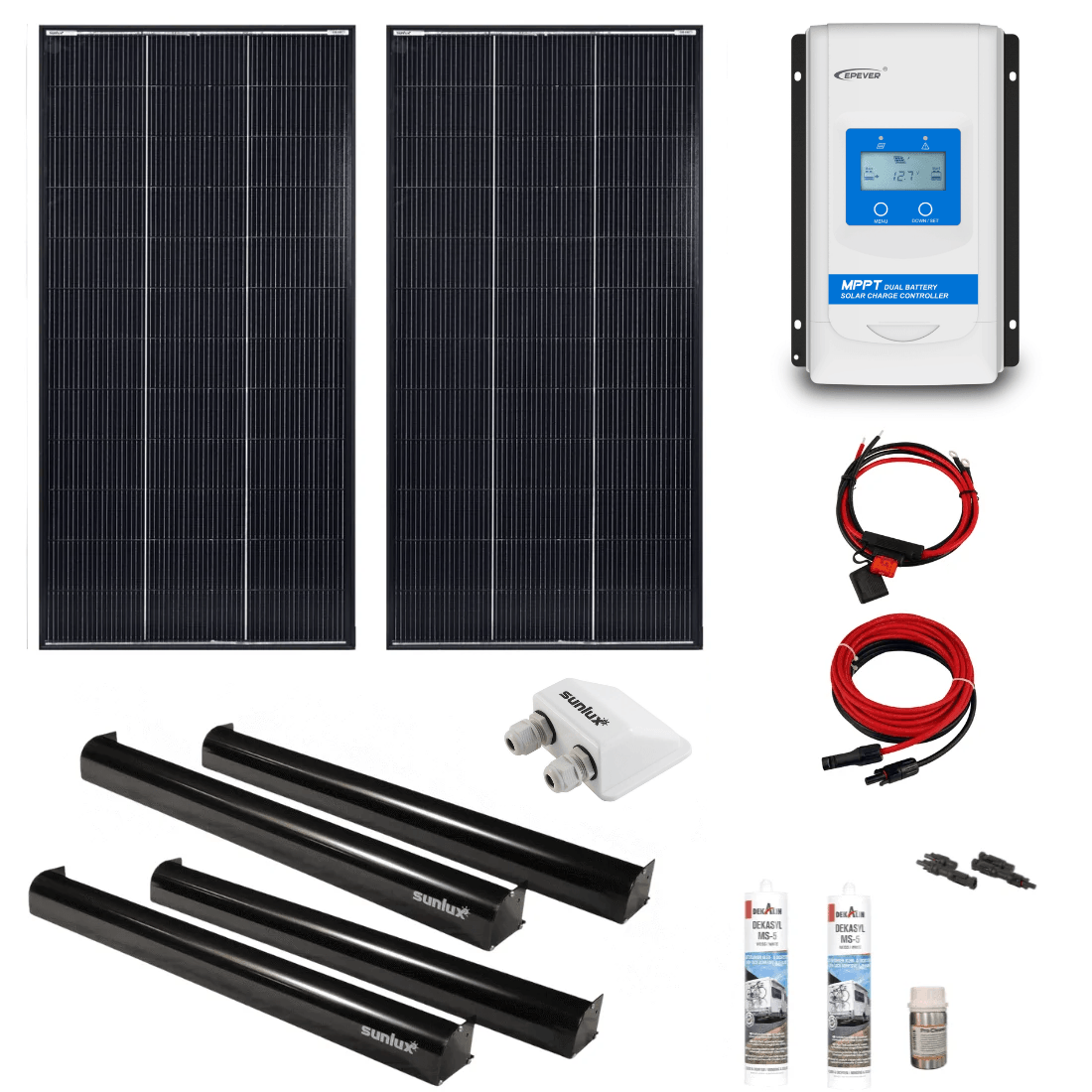 Solcellspaket 400W HJT Bifacial Epever DuoRacer MPPT Black