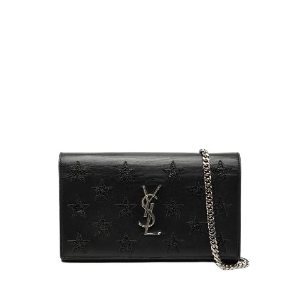 Yves Saint Laurent Vintage Pre-owned Star Læder Kæde Skuldertaske - Vintage - Dame - Sort - ONE SIZE - Uld