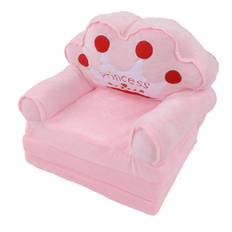 Foldable Kids Sofa 2 in 1 Flip Open Cute Sofa Bed for Living Room Bedroom Crown Pattern Pink 3 three layers