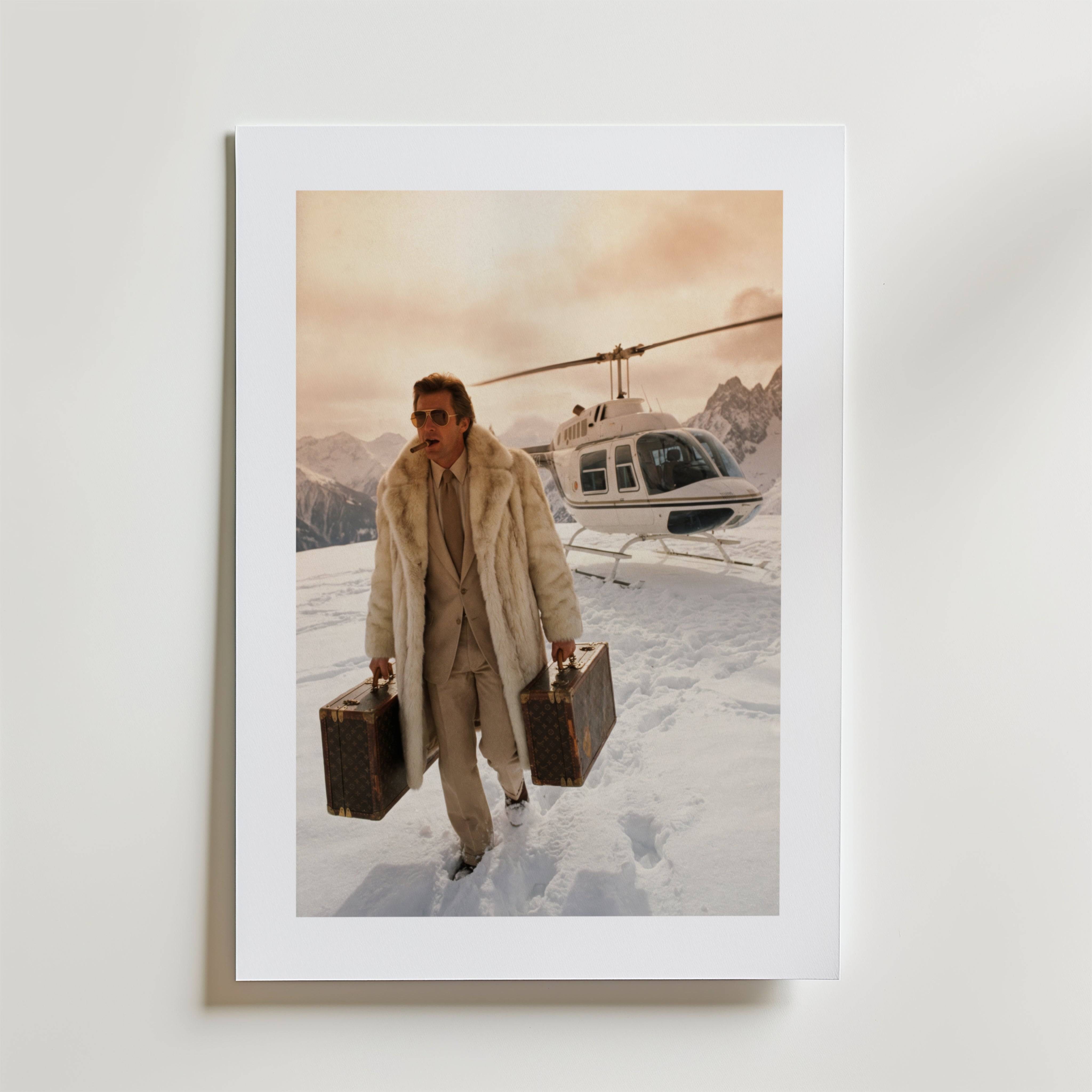 Alpine Gold Arrival Poster - Fine Art Poster 30x40 cm Med passepartout