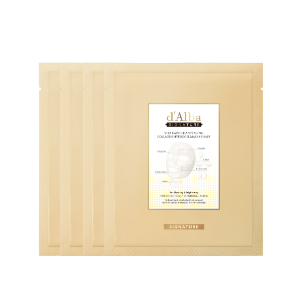 d'Alba - Signature Vita Capsule Anti-Aging Collagen Hydrogel Mask 8 Shape - 44g*4ea - No Color