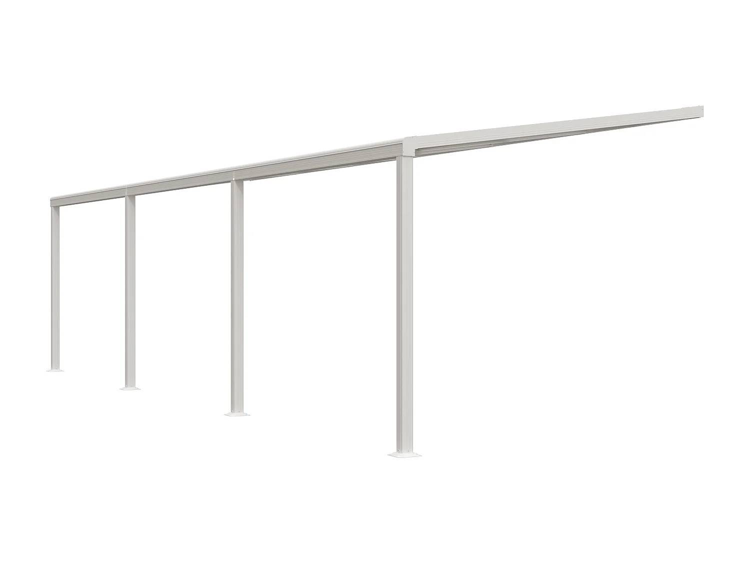 Väggmonterad pergola i aluminium med skjutbart tak - 27 m² - Vit IZEDA