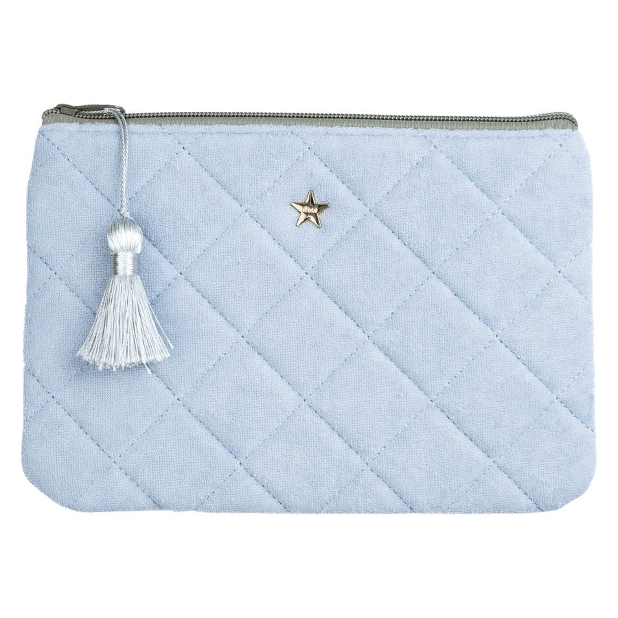 DARK Terry Quilted Small Pouch Cool Blue & Milieu Green