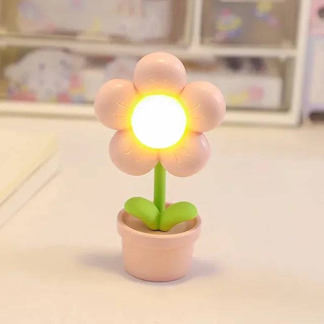BloomLite – Stämningsfull Blommig Bordslampa med Mjuk LED-Belysning - Rosa
